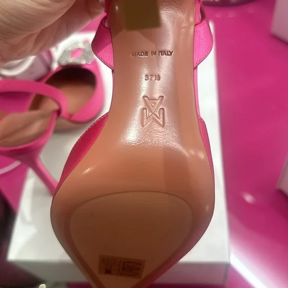 Amina muaddi 105 mm sling back satin pumps - Picture 4 of 6